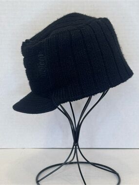 No Fear Vintage Black Knit Visor Flat-Top Beanie